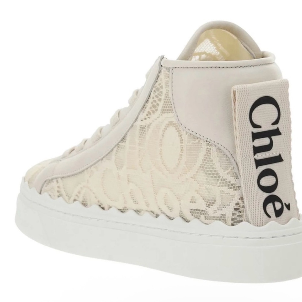 Chloe Cream Quilted Sneakers with Lace-Up Closure
